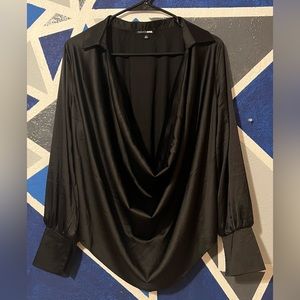 Fashion Nova, Black Satin Blouse